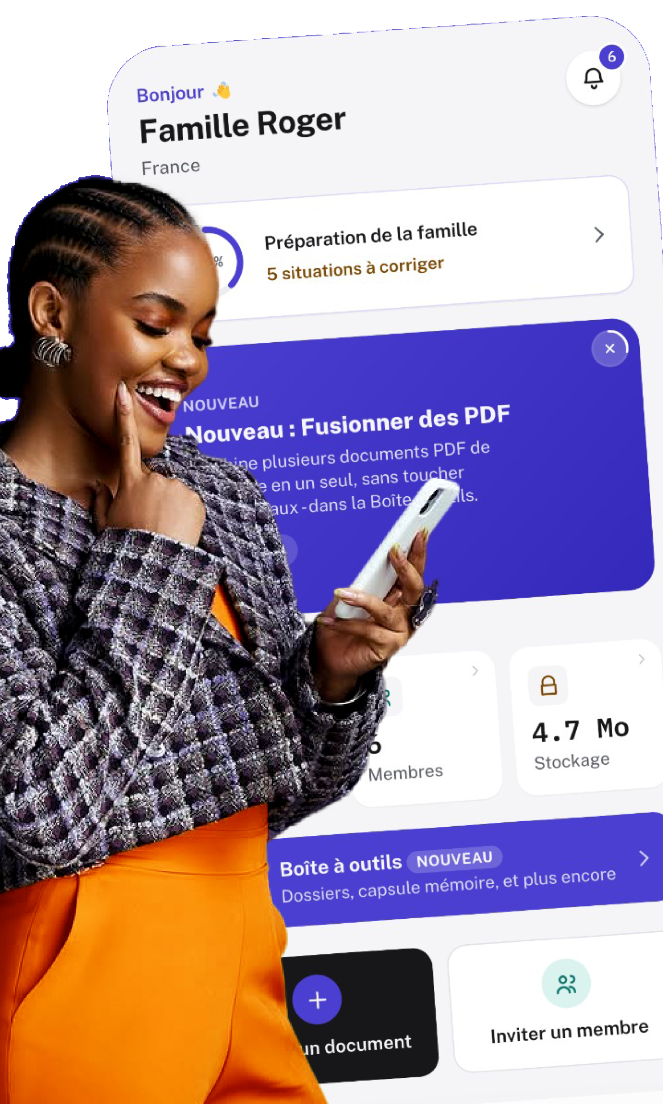 Une utilisatrice consulte l'application Xwedoc sur son téléphone